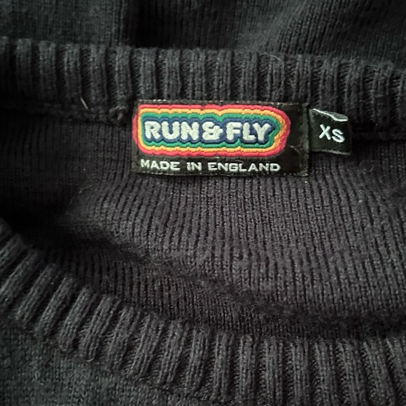 Run & Fly Lightning Bolt Jumper Sweater in Navy Blue Sz XS - Picture 8 of 9